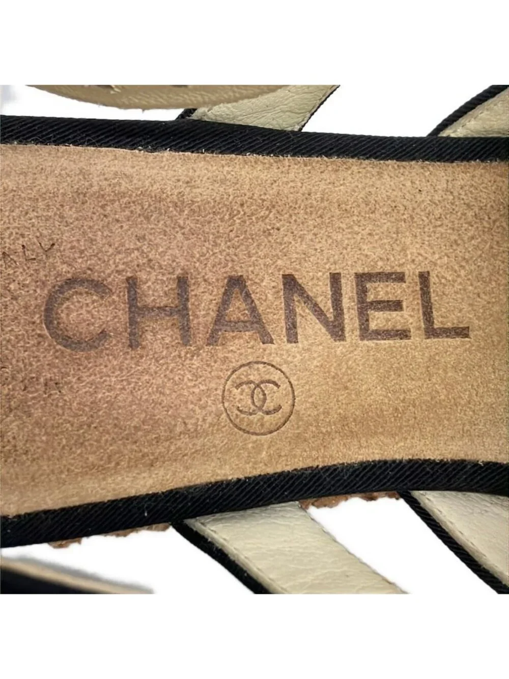Chanel Sandals Black Platform Gold